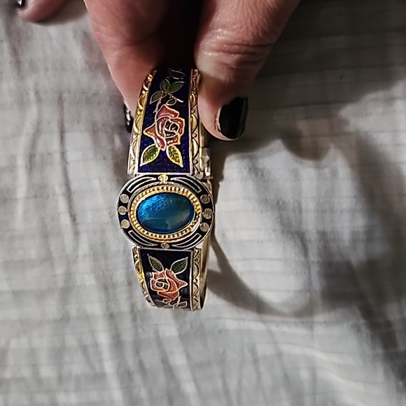 Cloisonne Oval Open Cuff Bangle - Picture 1 of 2